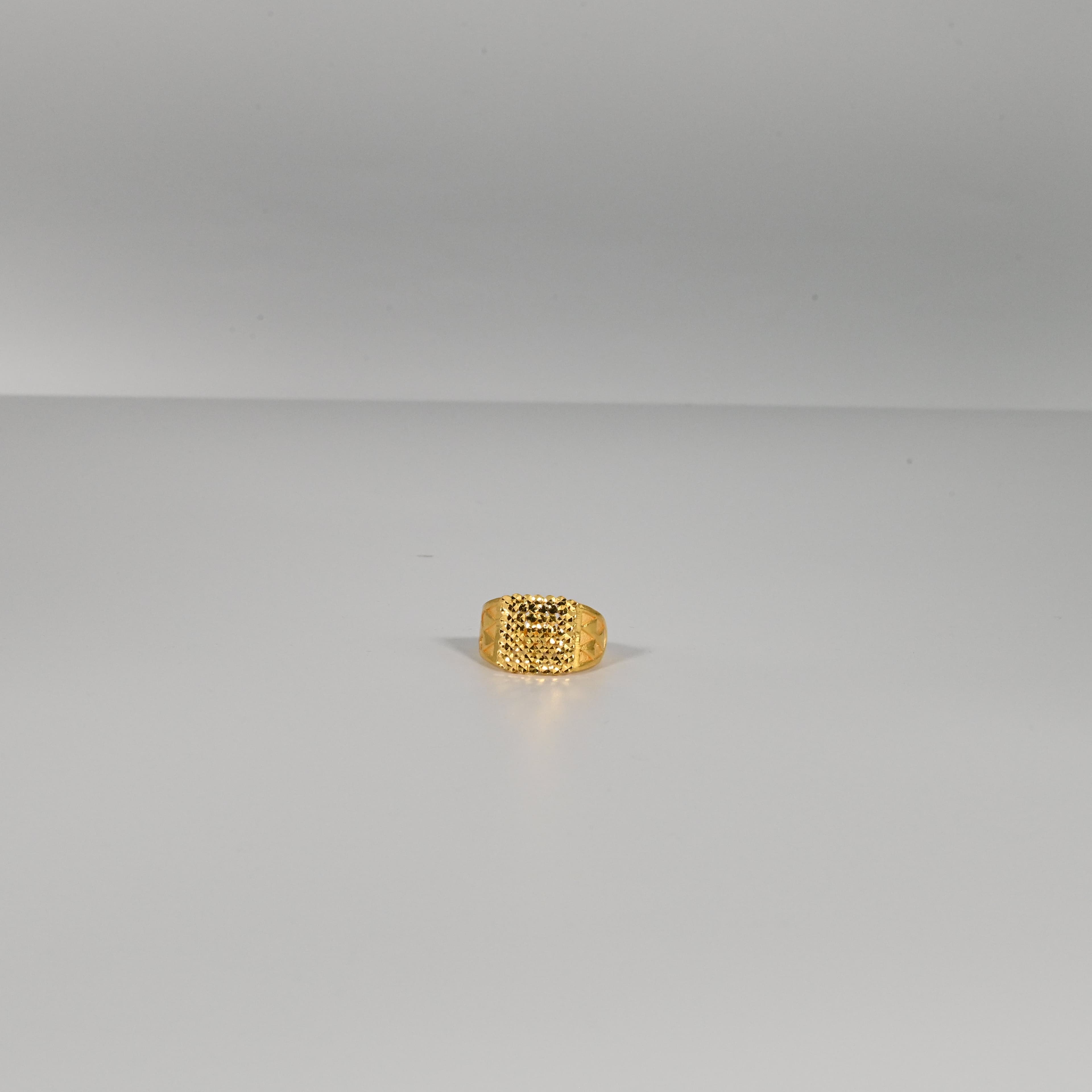 Square Textured Gold Ring