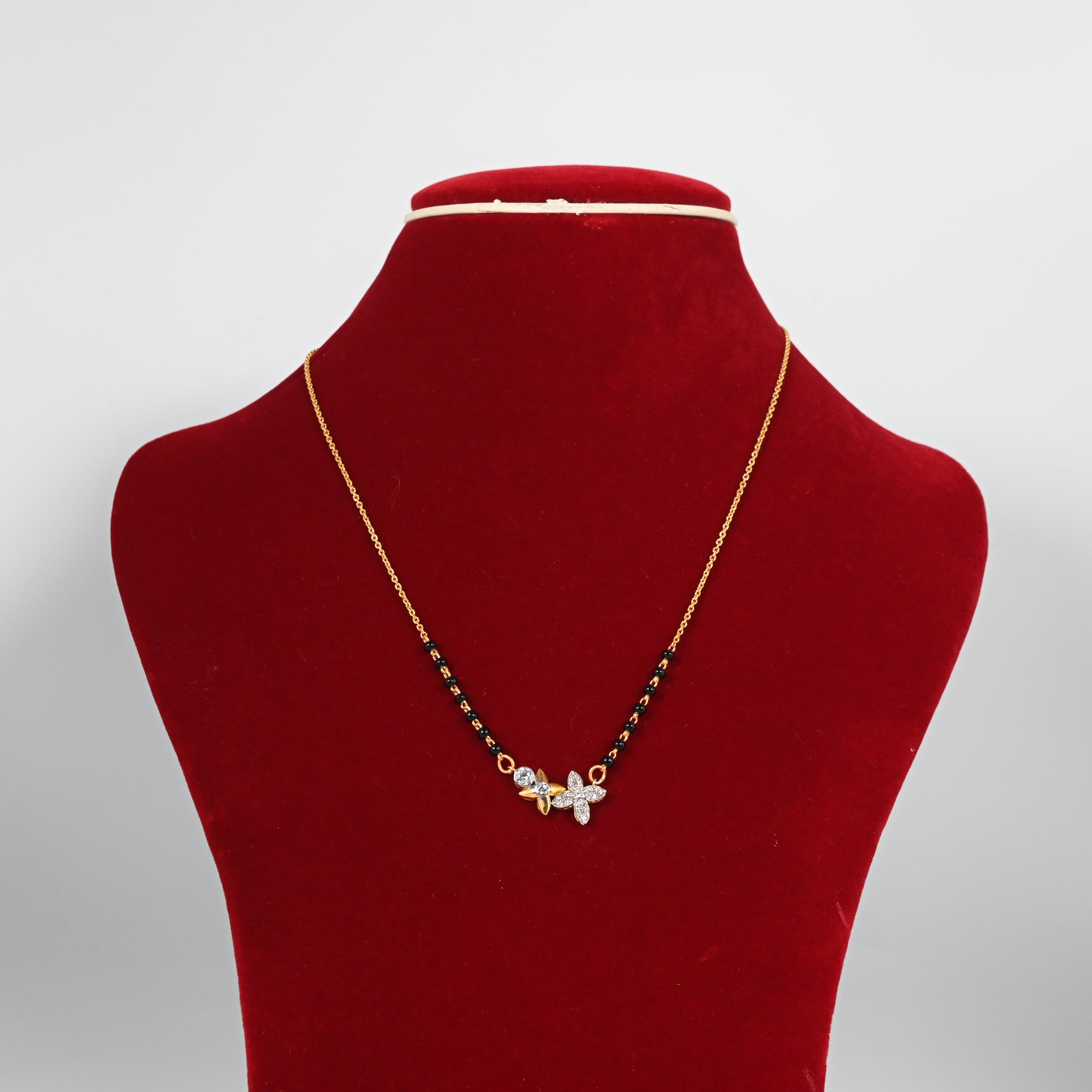 American diamond flower design mangalsutra